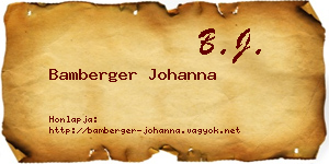 Bamberger Johanna névjegykártya